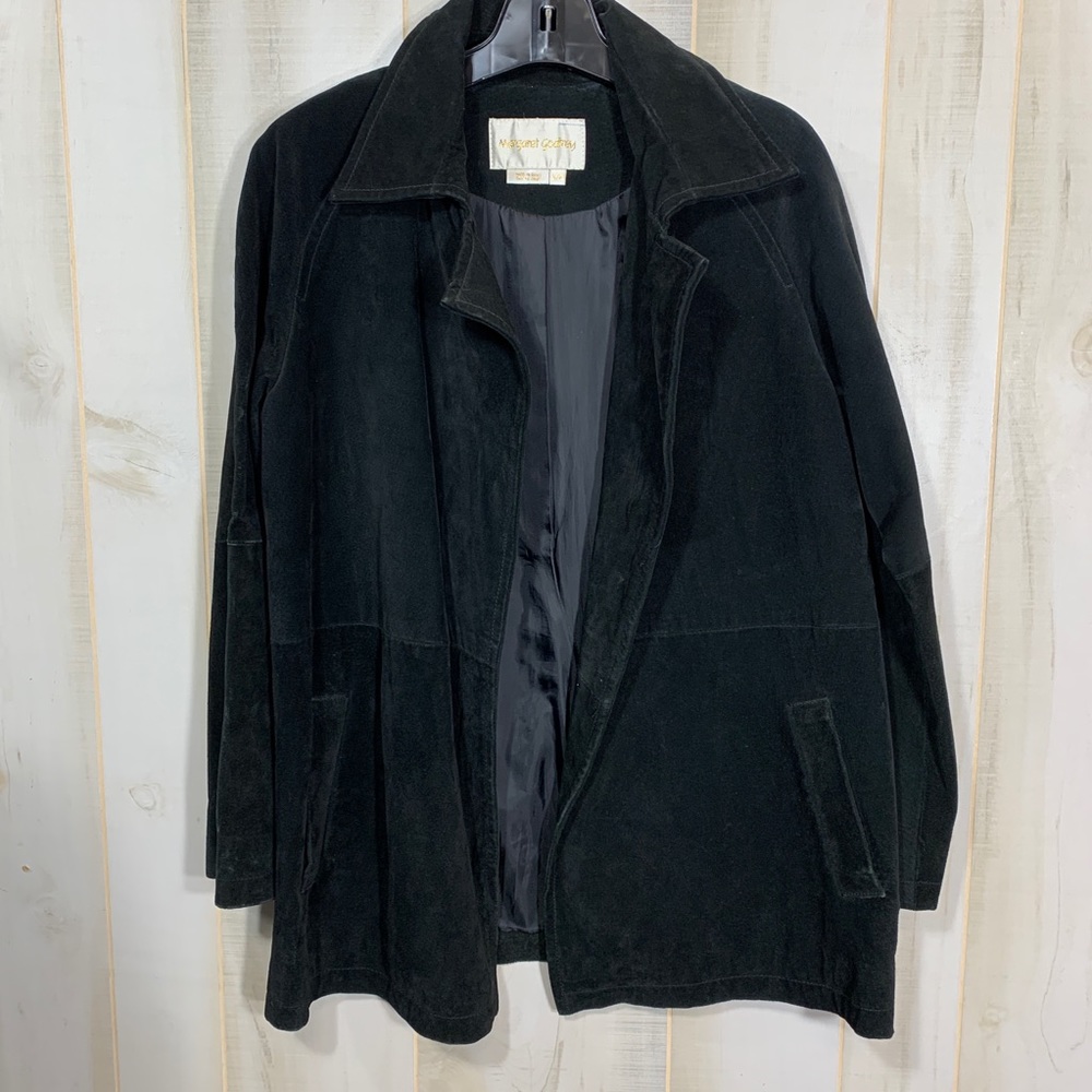 Margaret Godfrey Black Suede Leather Open Jacket S